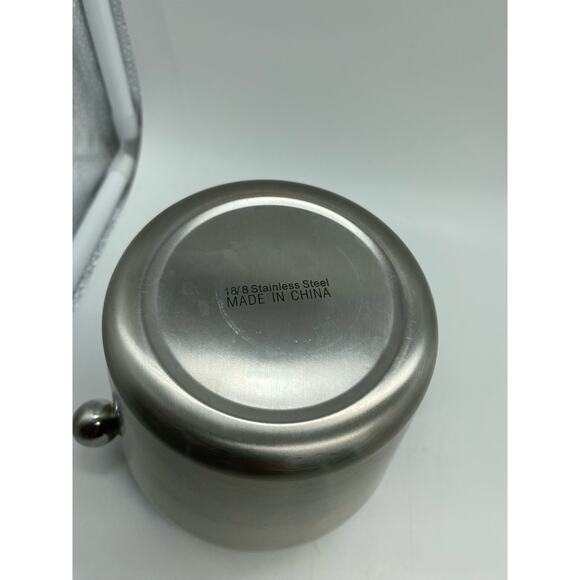 Unique Stainless-Steel Mid-Century Ice Bucket Cookie Jar Crystal Floral 3D Lid - Picture 7 of 8